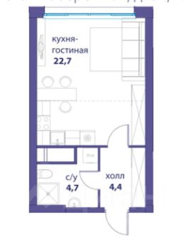 студия, 32 м², этаж 7