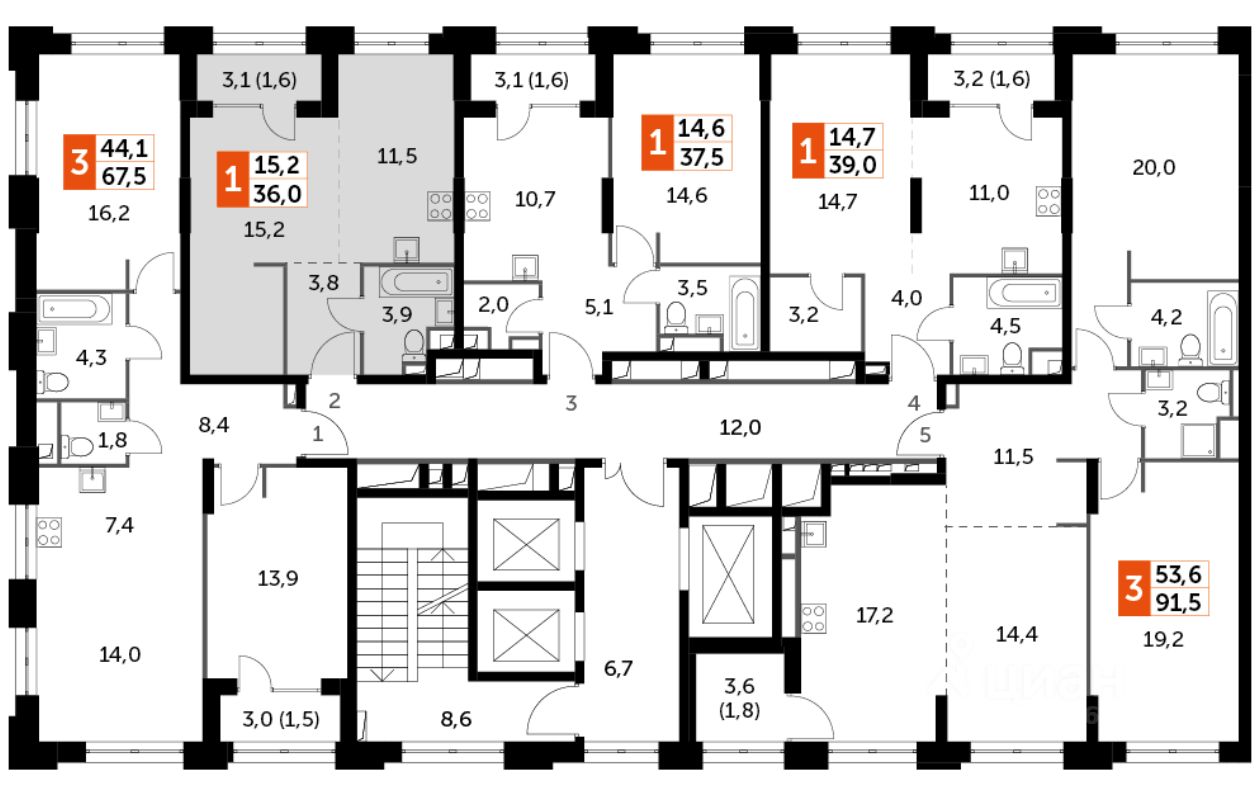 Продажа однокомнатной квартиры 34.4м² Шелепихинская наб., 40к2, Москва ...