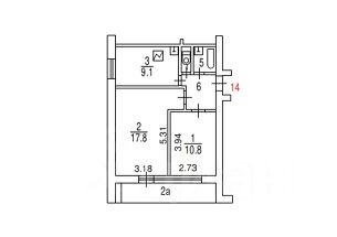 2-комн.кв., 45 м², этаж 3