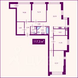 4-комн.кв., 117 м², этаж 16