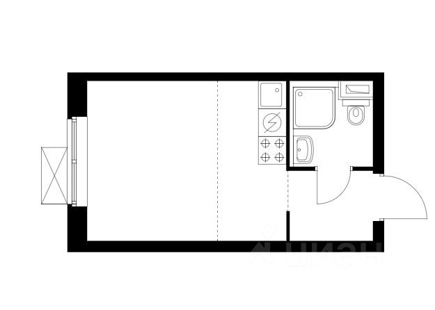 Студия, 20 м², 29/33 этаж