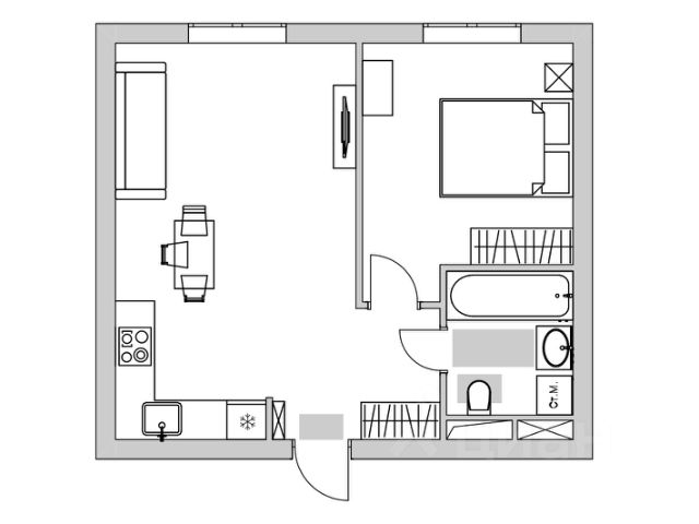 1-комн., 41,3 м², 7/33 этаж