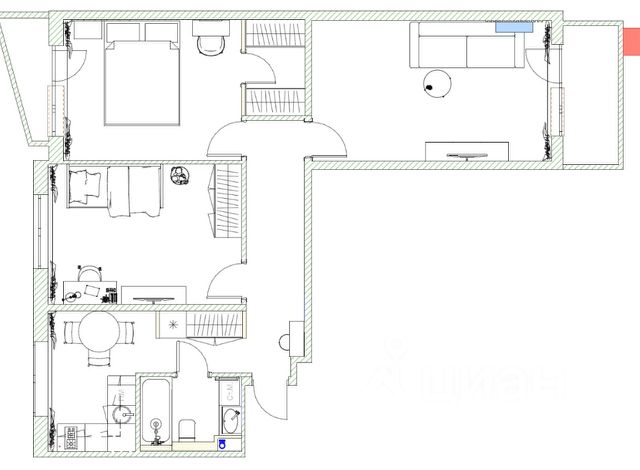 3-комн., 64 м², 5/12 этаж