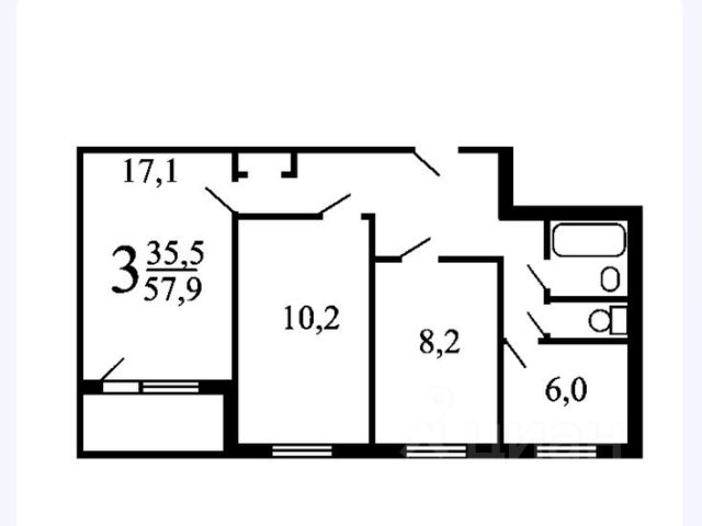 3-комн., 56,4 м², 9/9 этаж