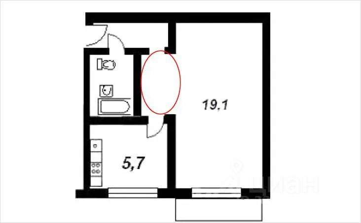 1-комнатная квартира, 39 м² — фото 1
