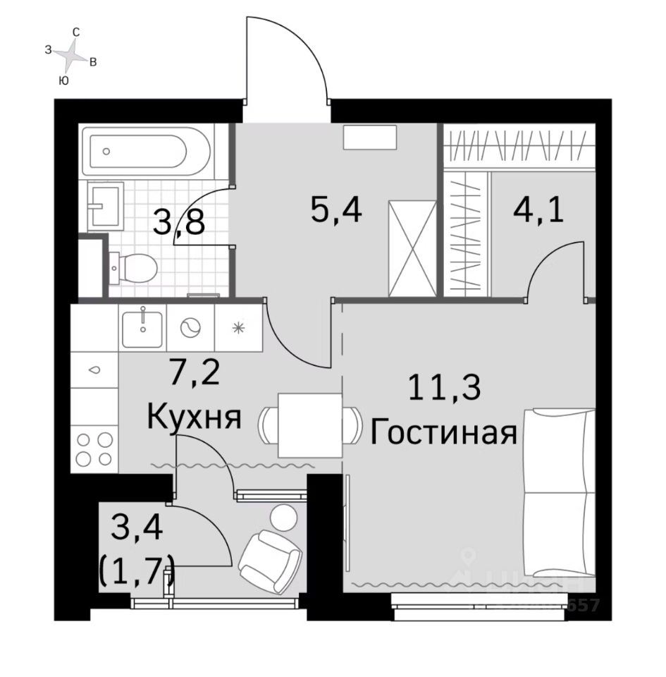 1-комн. кв., р-н Покровское-Стрешнево, Москва