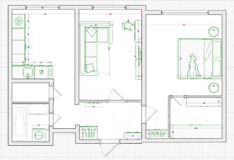 2-комн.кв., 51 м², этаж 2