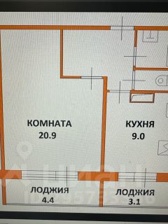 1-комн.кв., 39 м², этаж 6