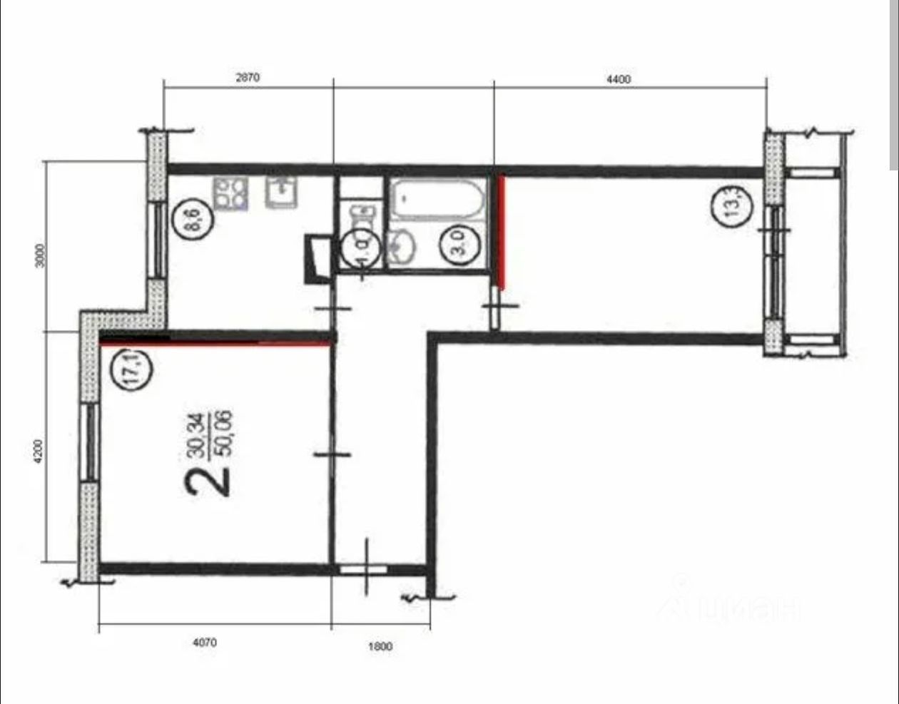 Купить 1-комнатную квартиру, 41.6 м² по адресу Москва, район Капотня, 5-й кварта