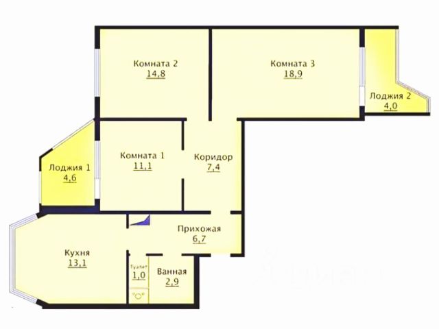 3-комн., 76,2 м², 6/12 этаж