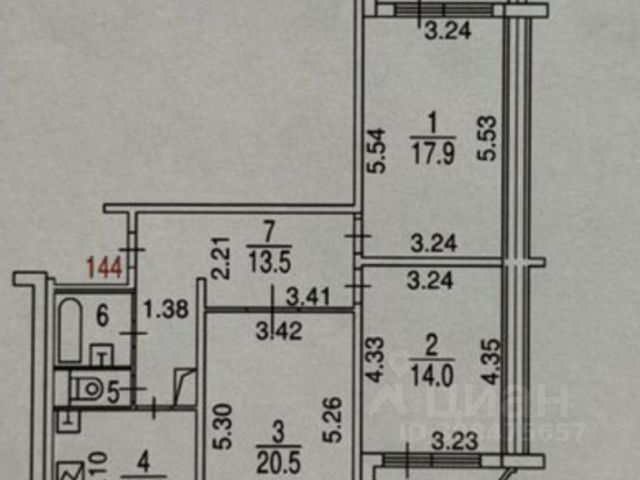 3-комн., 79,9 м², 4/12 этаж