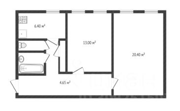 2-комн.кв., 56 м², этаж 2