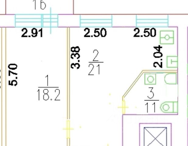 2-комн., 42 м², 8/9 этаж