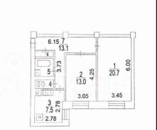 2-комн.кв., 60 м², этаж 5