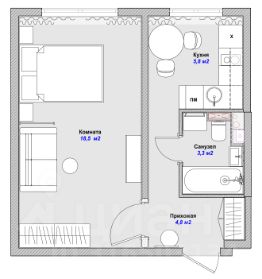 1-комн.кв., 33 м², этаж 3