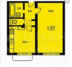 1-комн.кв., 38 м², этаж 3