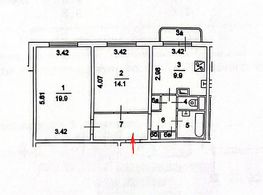 2-комн.кв., 58 м², этаж 14