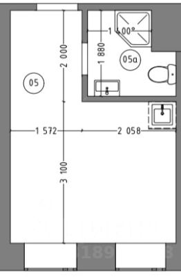 студия, 16 м², этаж 2