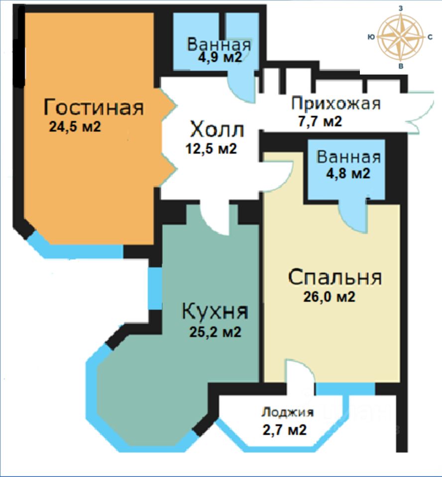 Купить трехкомнатную квартиру 105,8м² ул. Архитектора Власова, 6, Москва,  м. Профсоюзная - база ЦИАН, объявление 299404953