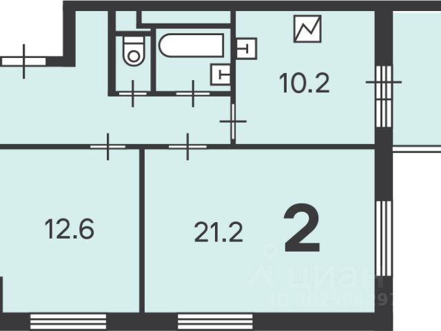 2-комн., 56,4 м², 17/26 этаж