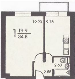 1-комн.кв., 35 м², этаж 10