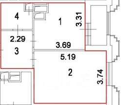 2-комн.кв., 44 м², этаж 20