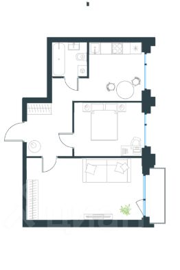 2-комн.кв., 41 м², этаж 7