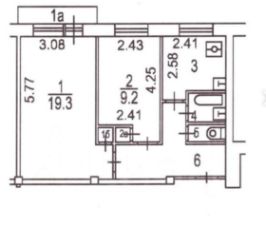 2-комн.кв., 44 м², этаж 6