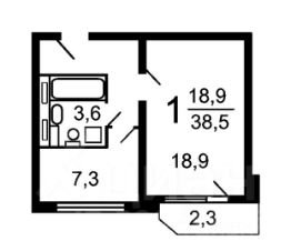 1-комн.кв., 38 м², этаж 10