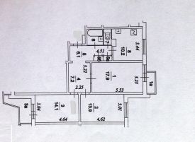 3-комн.кв., 74 м², этаж 4