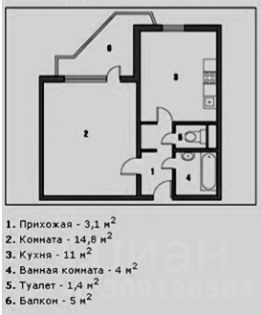 1-комн.кв., 34 м², этаж 5