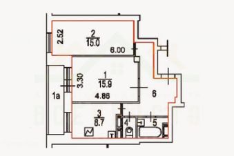 2-комн.кв., 56 м², этаж 5