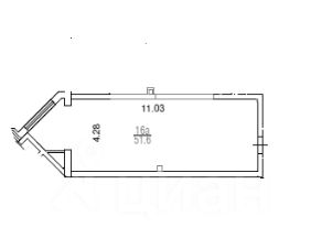 1-комн.апарт., 51 м², этаж 2