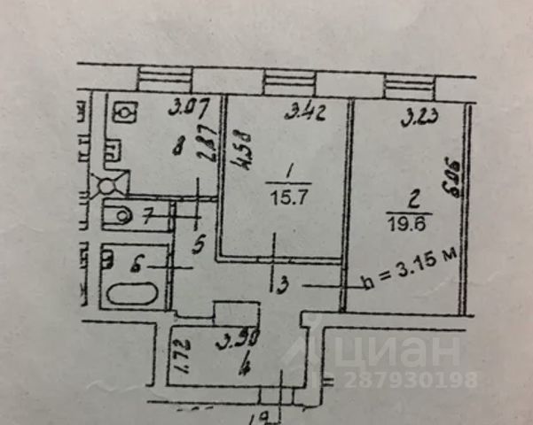 2-комн., 63,4 м², 5/9 этаж