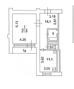 1-комн.кв., 53 м², этаж 6 1-комн.кв., 53 м², этаж 6
