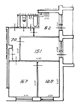 3-комн.кв., 63 м², этаж 9