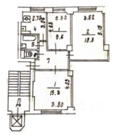 3-комн.кв., 61 м², этаж 4