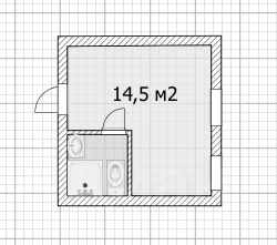 студия, 15 м², этаж 1