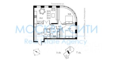 2-комн.кв., 70 м², этаж 12