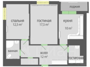 2-комн.кв., 60 м², этаж 14