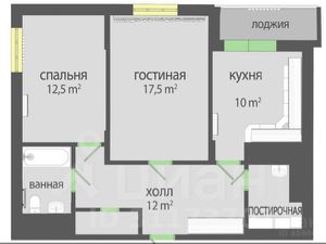 2-комн.кв., 60 м², этаж 14