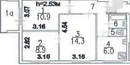 3-комн.кв., 49 м², этаж 8