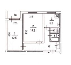 2-комн.кв., 46 м², этаж 2 2-комн.кв., 46 м², этаж 2