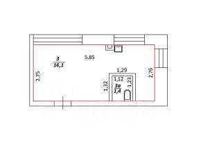 апарт.-студия, 24 м², этаж 2