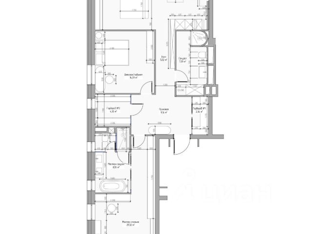 3-комн., 117 м², 4/11 этаж