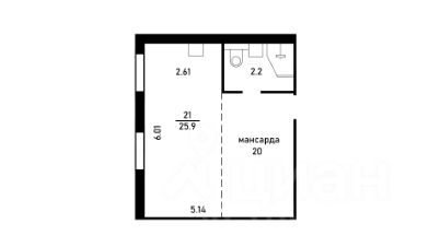 апарт.-студия, 42 м², этаж 5