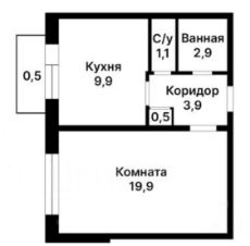 1-комн.кв., 39 м², этаж 4