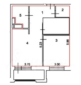 2-комн.кв., 53 м², этаж 3