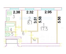 2-комн.кв., 39 м², этаж 2