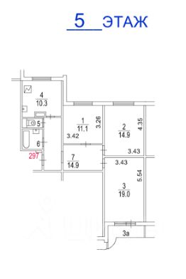 3-комн.кв., 77 м², этаж 5